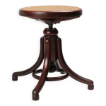 Tabouret de piano thonet en bois de htre courb avec assise en rotin, autriche vers 1900