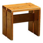 Tabouret en pin massif les arcs, vers 1975.