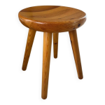 Tabouret en pin massif brutaliste vintage