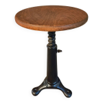 Tabouret pivotant industriel singer vintage base en fonte réglable et assise en contreplaqué de hêtre, ... Tabouret pivotant industriel singer vintage base en fonte réglable et assise en contreplaqué de hêtre, ...