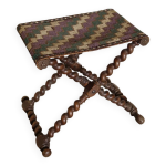 Tabouret pliant vintage  pieds torsads