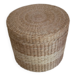 Tabouret de rangement en rotin sur roulettes Tabouret de rangement en rotin sur roulettes