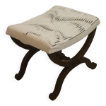 Tabouret style empire 1900 acajou retapiss tissu sculpt