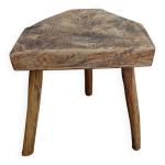Tabouret, table d'appoint tripode vintage en frne massif