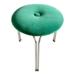 Tabouret tacke à 3 pieds avec assise en velours - des années 60 Tabouret tacke à 3 pieds avec assise en velours - des années 60