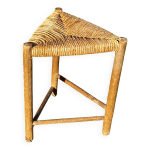 Tabouret triangulaire paill brutaliste vintage 1950