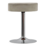 Tabouret vintage design mid - century en chrome avec assise en cuir blanc, ann�es 1970