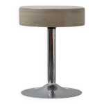 Tabouret vintage design mid - century en chrome avec assise en cuir blanc, annes 1970