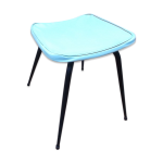Tabouret vintage pieds fusel�s skai bleu ciel