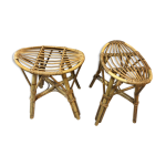 Tabourets vintage en rotin 1950s