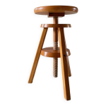 Tabouret  vis en htre massif vintage