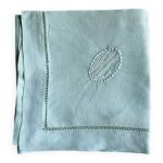 Taie d'oreiller ancienne en pur fil teint�e en de lin vert lagon