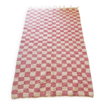 Tapis berbre bni ouarain  damiers rose et blanc