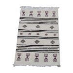 Tapis blanc noir et violet tiss  la main en pure laine