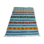 Tapis bleu traditionnel à motifs berbères 200x115cm Tapis bleu traditionnel à motifs berbères 200x115cm