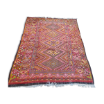 Tapis kilim multicolore vintage 1980's fait main en pure laine