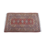 Tapis melas anatolian en laine à franges sur fond rose 208x120cm Tapis melas anatolian en laine à franges sur fond rose 208x120cm