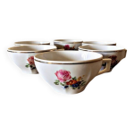 Tasses � caf� / th� vintage en porcelaine, motif floral (rose et fleurs)