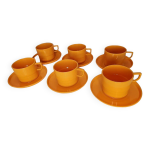 Tasses  caf vintage en plastique orange x 6
