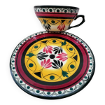 Tasse et soucoupe en faïence bretonne peinte à la main st jean de bretagne Tasse et soucoupe en faïence bretonne peinte à la main st jean de bretagne