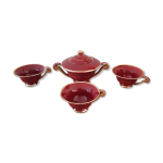 Tasses à thé, café et sucrier en porcelaine rouge et or Tasses à thé, café et sucrier en porcelaine rouge et or