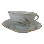 Tasse  th dcor en porcelaine fine dcor pi de bl
