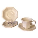 Tasse à thé et soucoupe vintage johnson brothers octogonales blanche made in england Tasse à thé et soucoupe vintage johnson brothers octogonales blanche made in england