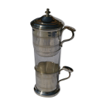 Tasse tisanire en mtal argent et verre