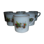 Tasses en verre opaline décors opel 6 pièces Tasses en verre opaline décors opel 6 pièces