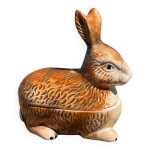 Terrine en barbotine maille petit lapin signe michel caugant