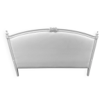 Tête de lit de style gustavien en bois blanc capitonnée en lin Tête de lit de style gustavien en bois blanc capitonnée en lin