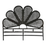 T�te de lit vintage en rotin noir 142cm