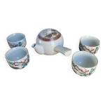 Théière et 4 tasses japonaises vintage kutani marquée kyusu Théière et 4 tasses japonaises vintage kutani marquée kyusu