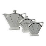 Th�i�re art d�co 1930 porcelaine blanche et argent�