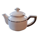 Th�i�re art d�co en porcelaine blanche et platine