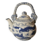 Thire chinoise bleue et blanche ancienne en cramique vintage dcor dragon