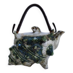 Th�i�re d�cor coquillage fa�ence �maill�e vintage