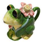 Thire grenouille en barbotine avec son couvercle fleurs