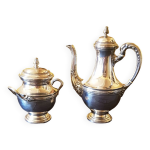 Théière et sucrier xixème. poinçon métal argenté. Théière et sucrier xixème. poinçon métal argenté.