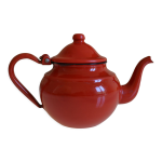 Theiere vintage en tole emaillee rouge et noir Theiere vintage en tole emaillee rouge et noir
