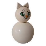 Tirelire en bois, chat blanc