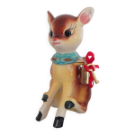Tirelire de cerf en céramique vintage avec serrure et clé Tirelire de cerf en céramique vintage avec serrure et clé