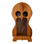Tirelire vintage hibou en pin massif