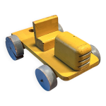 Tracteur jaune en bois, jouet ancien