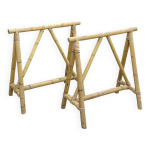 Tr�teaux en bambou pour bureau ou table, ann�es 70