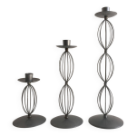 Trio de bougeoirs chandeliers contemporains design mtal vieil argent