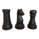 Trio de bougeoirs jeux d échecs tour cavalier pion Trio de bougeoirs jeux d échecs tour cavalier pion