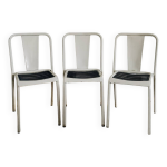 Trio de chaises en mtal style tolix