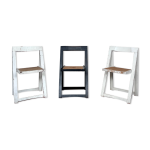 Trio de chaises pliantes en cannage et bois massif