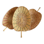 Trio corbeilles osier et bambou vintage Trio corbeilles osier et bambou vintage